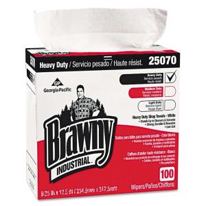 Georgia-Pacific Brawny Industrial Medium-Weight HEF Shop Towel by GP PRO (Georgia-Pacific), 25070, White, 9.1″ W x 16.5″ L, 500 Count (Case of 5 Boxes, 100 Wipers Per Box)
