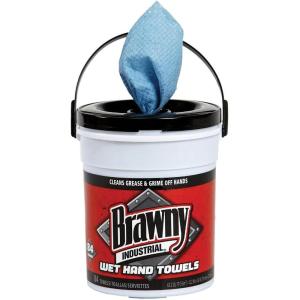 Georgia-Pacific Brawny Professional Disposable Wet Hand Cleaning Towel by GP PRO (Georgia-Pacific), 21501, Blue, 84 Towels Per Bucket, 6 Buckets Per Case, Towel (WxL) 8.6″ x 12.2″