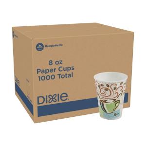 Georgia-Pacific Dixie PerfecTouch 12 oz Paper Coffee Cups By GP PRO, Coffee Haze Design, 1000 Count (50 Disposable Cups Per Pack, 20 Packs Per Case), 5342CD(8 oz)