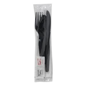 Georgia-Pacific Dixie Wrapped Cutlery, 6-Piece Kit, Fork, Knife, Spoon, Napkin, Salt And Pepper, CH56NSPC7, 250 Kits per Case,Black(Black)