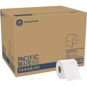 Pacific Blue Basic 1-Ply Embossed Toilet Paper (Previously Branded Envision), 19881/01, 550 Sheets Per Roll, 80 Rolls Per Case(48 rolls)