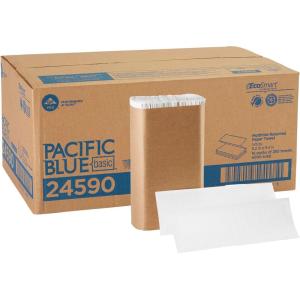 Pacific Blue Basic Recycled Multifold Paper Towels (Previously branded Envision) by GP PRO (Georgia-Pacific), Brown, 23304, 250 Towels Per Pack, 16 Packs Per Case(White)